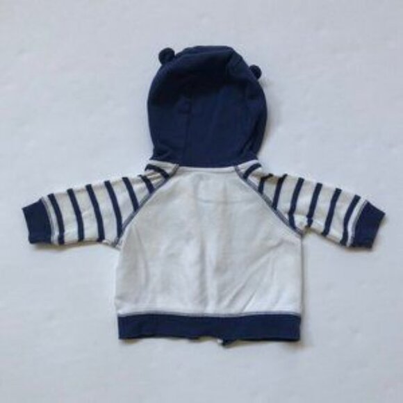 Baby Gap Blue and White Hoody With Bear Ears Size 0-3 Months - Picture 3 of 5